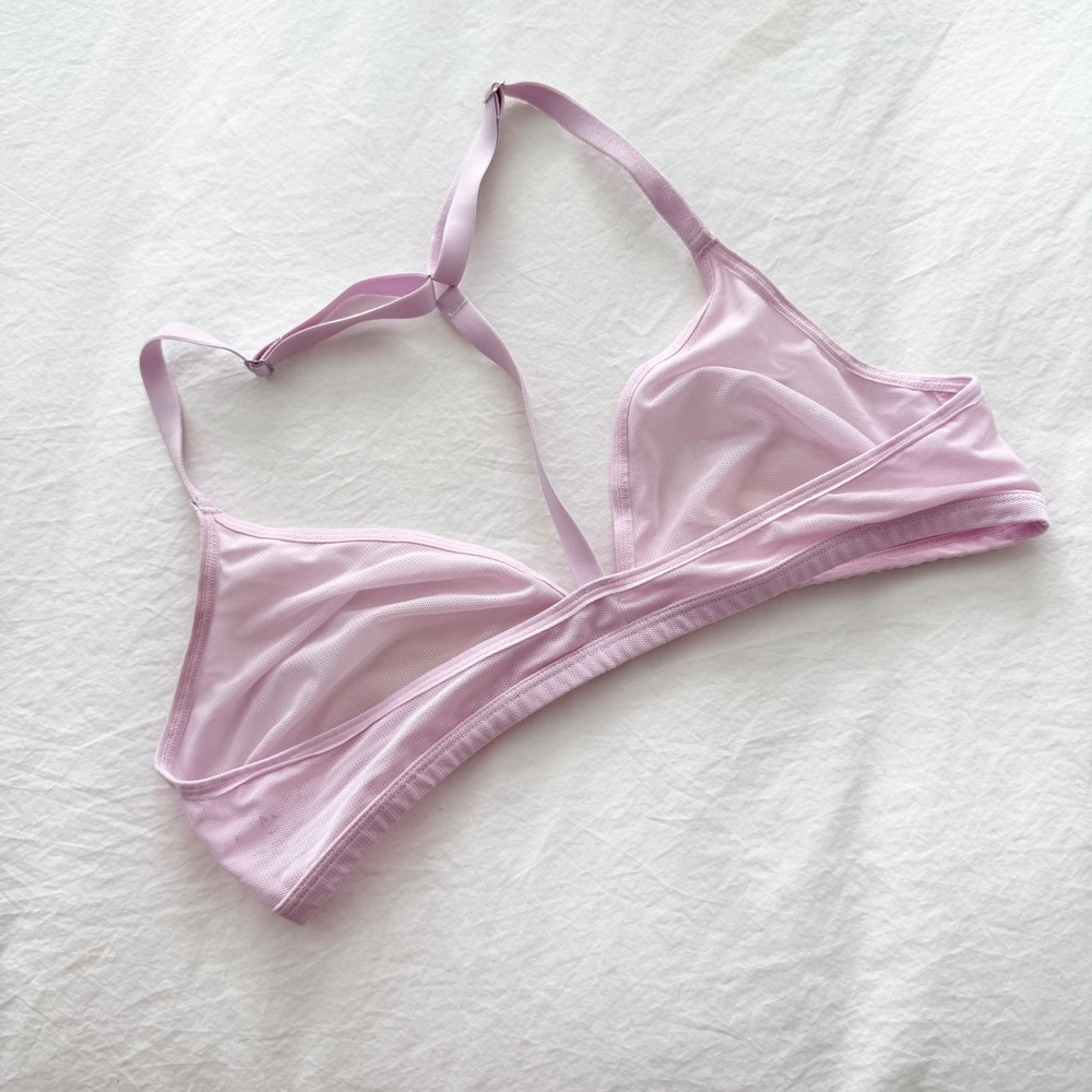 Negative Underwear Sieve Racerback Mesh Bra Pink Sheer Wireless Bralette XS - Picture 3 of 4